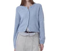 Chemise tricotée à Manches Longues et col Rond for Femme, Pull boutonné de Couleur Unie, Cardigan tricoté for Femme(Lightblue,Medium)