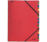 Chemise trieur, A4, carton, 12 compartiments, rouge