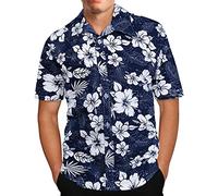 Chemise tropicale d'été légère et décontractée à manches courtes pour homme, chemise hawaïenne à manches courtes, coupe ample, chemise de plage imprimée assortie à fleurs, chemise de fête Aloha funky