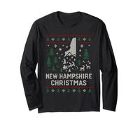 Chemise Ugly New Hampshire NH Christmas Trees Reindeer Manche Longue
