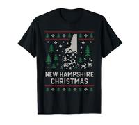 Chemise Ugly New Hampshire NH Christmas Trees Reindeer T-Shirt