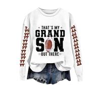 Chemise unie à manches longues pour femme avec inscription « That's My Grandson Out There Football Lover » - Tendance et décontractée - Col rond - Manches longues - Élastique - Vêtements pour la vie