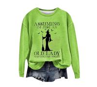 Chemise unie à manches longues pour femme, coupe droite, sweatshirt d'Halloween pour femme Assuming I Am Just an Old Lady was Your First Mistake Halloween décontracté col rond vêtements longs pour la