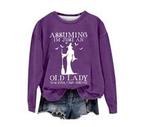 Chemise unie à manches longues pour femme, coupe droite, sweatshirt d'Halloween pour femme Assuming I Am Just an Old Lady was Your First Mistake Halloween décontracté col rond vêtements longs pour la