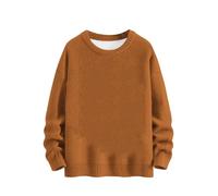 Chemise unie à manches longues pour femme, sweat-shirt à col en U, chemise à manches longues, ample, décontracté, tendance, vêtements pour la vie quotidienne, cadeaux de Noël, café, L