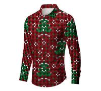 Chemise unie d'affaires formelle pour homme printemps automne hiver Noël impression 3D confortable mode personnalité polyvalente loisirs impression complète vers le bas long chemisier de bureau