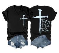Chemise unisexe « The Way The Truth The Life », « Christian Faith Cross Jesus The Way The Truth and The Life », Noir , M