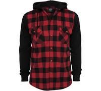 Urban Classics Chemise en flanelle à capuche Homme à carreaux Noir/Rouge S