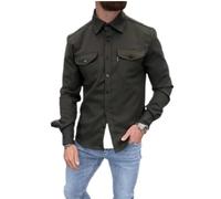Chemise Veste Homme Printemps Automne Transition Casual Veste Slim Fit Revers Patte Boutonnage Manches Longues Veste Homme Simplicité All-Match Outdoor Veste Homme D-Army Green M