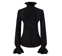Chemise Victorienne pour Femme Gothique Steampunk Chemisier à Volants Vintage Manches Longues Haut Blouse Chic et Élégant Renaissance Pirate Top Soirée Bal Party Printemps Été Mode