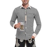 Chemise vieux rose pour homme - Chemise décontractée à manches longues - Plaid imprimé - Broderie - Coupe ample - Fête de la bière - Chemise boutonnée pour un usage quotidien - Chemise à capuche pour