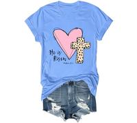 Chemise vintage avec verset de la Bible « He is Risen » - Unisexe, Bleu (Carolina blue), L