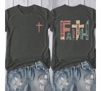Chemise vintage chrétienne à manches courtes avec versets bibliques, chemise imprimée de foi décontractée, t-shirt croix pour mère de prière, t-shirt à manches courtes col rond imprimé graphique pour 