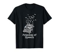 Chemise vintage Motif machine à écrire Inscription Freedom Of Speech Blanc T-Shirt