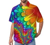 Chemise Vintage pour Hommes Chemises à Manches Courtes à Revers avec Illusion d'optique en Forme de Tourbillon T Shirt imprimé à la Mode en Forme de Tourbillon de Couleurs