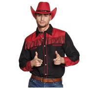 CHEMISE WESTERN NOIR/ROUGE (XL)