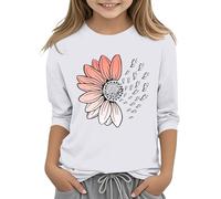 Chemises 152 et filles décontracté couleur unie col rond sept manchettes t-shirt top 3 13 ans première fille t-shirt à manches longues, Blanc., 6-7 ans