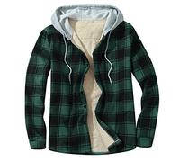 Chemises à capuche doublées en polaire pour homme, chemises thermiques chaudes coupe-vent épaisses et chaudes doublées avec fermeture éclair et poches à capuche rembourrées thermiques à carreaux avec