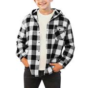 Chemises à carreaux à capuche pour garçons de 4 à 15 ans, chemises en flanelle avec capuche à manches longues boutonnées pour l'école, l'automne et l'hiver