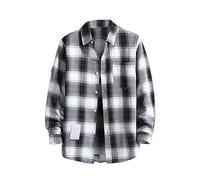 Chemises à carreaux pour homme | Chemise décontractée à manches longues pour homme - Chemise à carreaux tendance à col à revers boutonnée - Chemise ample à carreaux avec poche de poitrine - Chemise