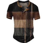 Chemises à carreaux pour hommes 2026 T-shirts à manches courtes tendance hauts amples d'été western décontracté mignon coupe ample sexy t-shirt de sortie graphique polo t-shirt rétro, marron, XXL