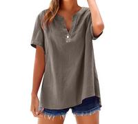 Chemises à col montant pour femme, manches longues | Haut décontracté ample de couleur unie, style I N Studio, haut tendance pour femme, bronze, 4XL