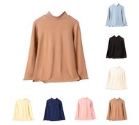 Chemises à col roulé pour garçons et filles - Automne - Hiver - Tendance - Chaud - Uni - Manches longues - Coton thermique - Doux et confortable - Couleur unie - Vêtements de sport, jaune clair, 15-16