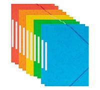 Chemises à Élastique Pochettes Cartonnées 3 Rabats en Carte Lustrée Format A4 Fermeture pour Documents, Support de Présentation de Rapport d'Activité, 5 Coloré Assorties (10pcs)