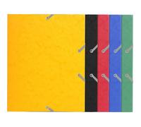 Exacompta - Réf. 55200E - Carton de 25 chemises à élastiques pour format scolaire - pochettes 3 rabats - en carte lustrée 400 g/m2 - dimensions 24x19 cm pour format 22 x1 7 cm - 5 couleurs assorties