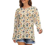 Chemises à manches longues pour femmes - T-shirt ample à col rond pour femme - T-shirt basique pour barbecue et grill, Style 5, Taille L