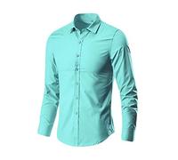 Chemises à manches longues pour homme blanches, coupe ajustée, style décontracté, à double poignet, couleur unie, boutonnées, blouses à revers faciles à entretenir pour l'extérieur, vert menthe, XL