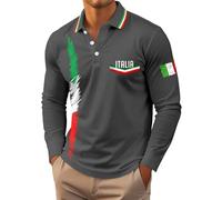 Chemises à manches longues pour homme, décontractées, coupe ajustée, design imprimé pour un usage quotidien, parfait pour l'automne et l'hiver, assorti avec un jean, polo jaune pour homme, gris, M