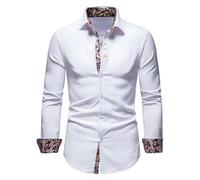 Chemises à manches longues pour homme - Motif cachemire floral - Pour bal de fin d'année, mariage, fête - Chemise tendance pour homme - Style hipster cachemire patchwork - Coupe ajustée - Manches
