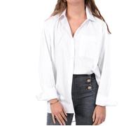 Calvin Klein Chemise Femme Poplin Relaxed Oversize, Blanc (Brilliant White), XS