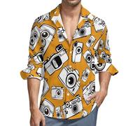 Chemises boutonnées à manches longues pour homme, chemise à col en V pour homme, Style 19, Taille S