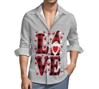 Chemises boutonnées à manches longues pour homme - Chemise boutonnée décontractée à col en V avec poche pour homme, Noir/blanc, M