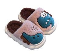 Chemises Boutonnées pour Filles Coupe Ample Chaussons Dinosaures pour Filles et garçons, Chaussons Confortables en Mousse à mémoire de Forme, Chaussures d'intérieur Chaudes Fille Bleu (Coffee, 30)