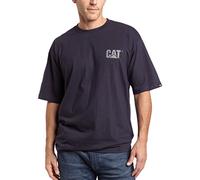 Chemises Caterpillar pour homme avec logo de marque, bordure côtelée à rétention de forme, Spandex, col sans étiquette et logo Cat sur la poitrine gauche, bleu marine, L