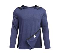 Chemises chirurgicales pour homme - Pour la récupération - Adaptatif - Manches courtes - 2 boutons-pression latéraux - Vêtements de chimio, X1 bleu., XL