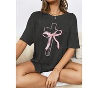 Chemises chrétiennes, T-shirts chrétiens bohémiens, T-shirts confortables et colorés, chemises avec versets bibliques, hauts avec croix rose et nœud, tenues, T-shirts pour dames avec Jésus L,M,S,XLgra