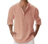 Chemises cintrées pour homme printemps été coupe ample poche solide manches longues chemise léopard homme, Rouge pastèque, M