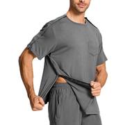 Chemises de Chirurgie Post-épaule, Chemise à Manches Courtes pour Homme avec Bouton-Pression de qualité supérieure, vêtements de Chimio, vêtements après Chirurgie, Gris, Taille 3XL