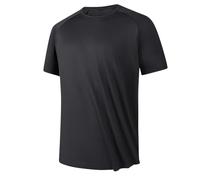 Chemises de course à pied pour homme à séchage rapide - Uni - Classique - Léger - Extensible - Respirant - Évacuation de l'humidité - Chemises de sport et de randonnée, 01 Noir, M