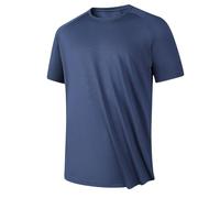 Chemises de course à pied pour homme à séchage rapide - Uni - Classique - Léger - Extensible - Respirant - Évacuation de l'humidité - Chemises de sport et de randonnée, Bleu (01), L