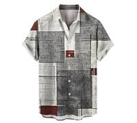Chemises de la Saint-Jour pour homme Manches courtes Casual Down Beach Flower Shirt and Shorts Costumes Mens Top Mens Big & Tall Shirts, gris, XL