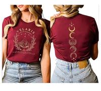 Chemises de livre vintage pour femme Acotar Night Court T-Shirt Velaris City of Starlight T-shirt Night Court Graphic Tee Tops, Rouge, Taille L