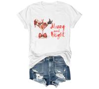 Chemises de Noël Merry and Bright pour femmes et hommes, Blanc-1, M