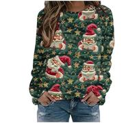 Chemises de Noël pour femme - Imprimé Père Noël - Col rond - Sans capuche - Pull français - Pull de Noël vintage, ag, S