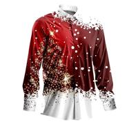 Chemises de Noël pour homme à manches longues, chemise de Noël pour homme, drôle, festive, chemise de loisirs, chemise boutonnée avec imprimé renne de Noël, chemise ample à manches longues, costume de