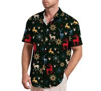 Chemises de Noël pour homme - Chemises de bowling sur le thème des vacances - Chemises boutonnées grandes et grandes, gris, 3XL